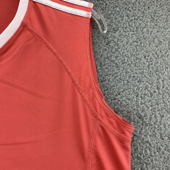 Adidas Womens Active 360 Sleeveless Athletic Tank Top Sz Large Orange 3 Stripes - Picture 5 of 9